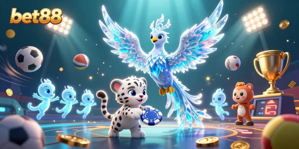 Experience the excitement of bet88 with a colorful casino scene featuring unique characters and dynamic gaming elements.