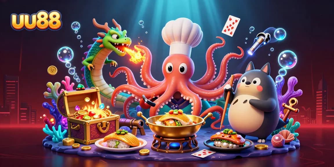 uu88 players engage in thrilling underwater adventures with vibrant casino elements.