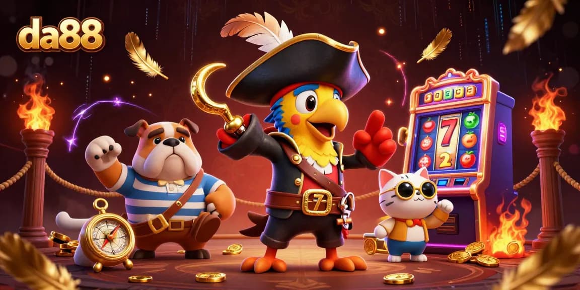 Discover da88's thrilling slot action with 3D characters in an immersive casino setting.