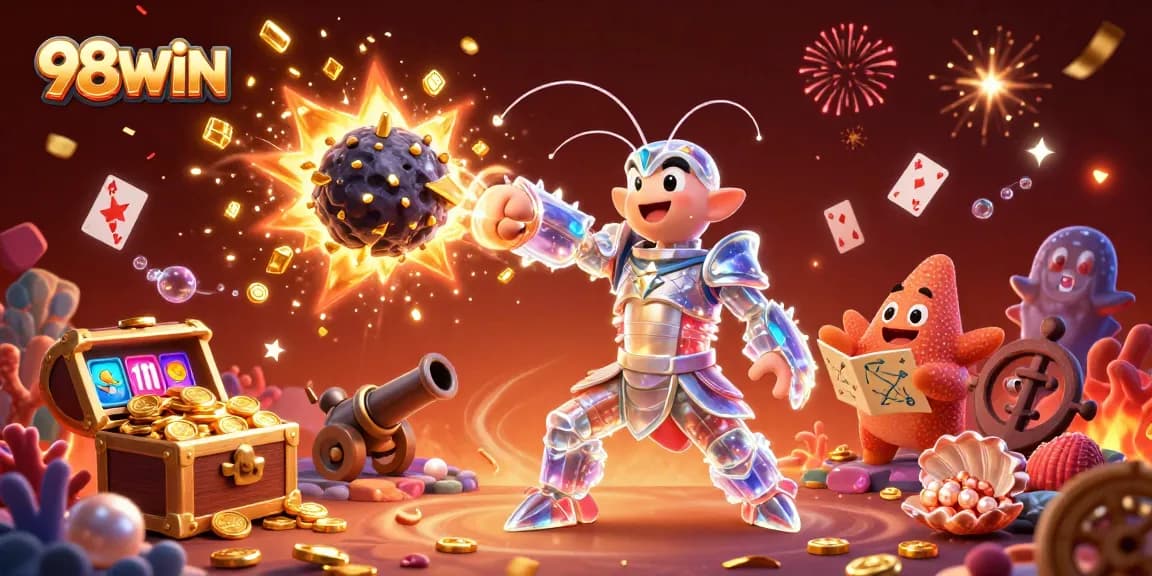 Engage with 98WIN's immersive gambling universe in this stunning 3D casino illustration.