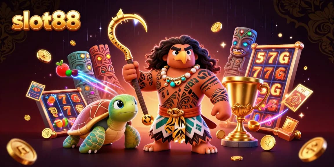 Experience the thrilling action of slot88 with dynamic slot reels and vivid characters in this 3D scene.