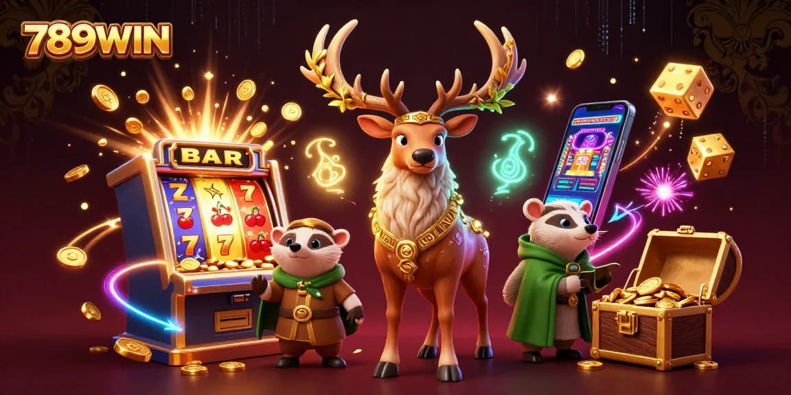 Experience thrilling jackpots at 789WIN with dynamic casino elements surrounded by a Celtic druid and spirit lights.