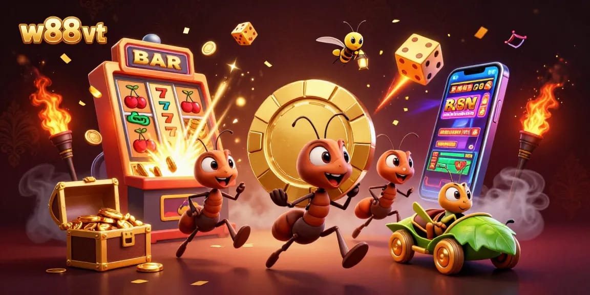 Hành trình thú vị cùng w88 vt qua hình ảnh vui nhộn của đội kiến mang chip poker vàng trong hút hồn.