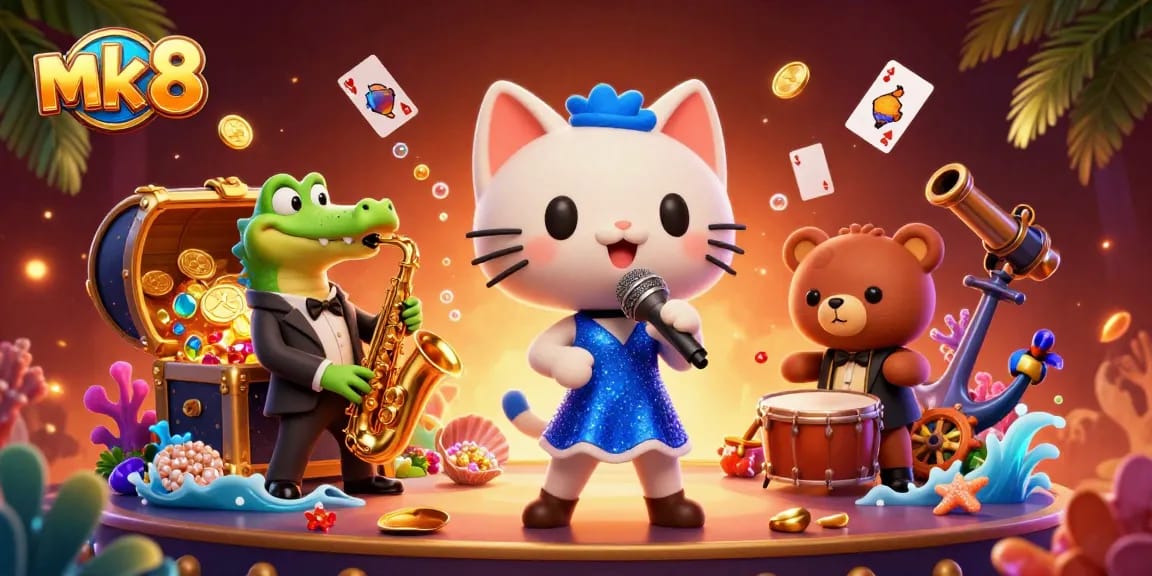 Experience the thrill of mk 8 with a lively casino scene featuring singing cats and wondrous winnings!