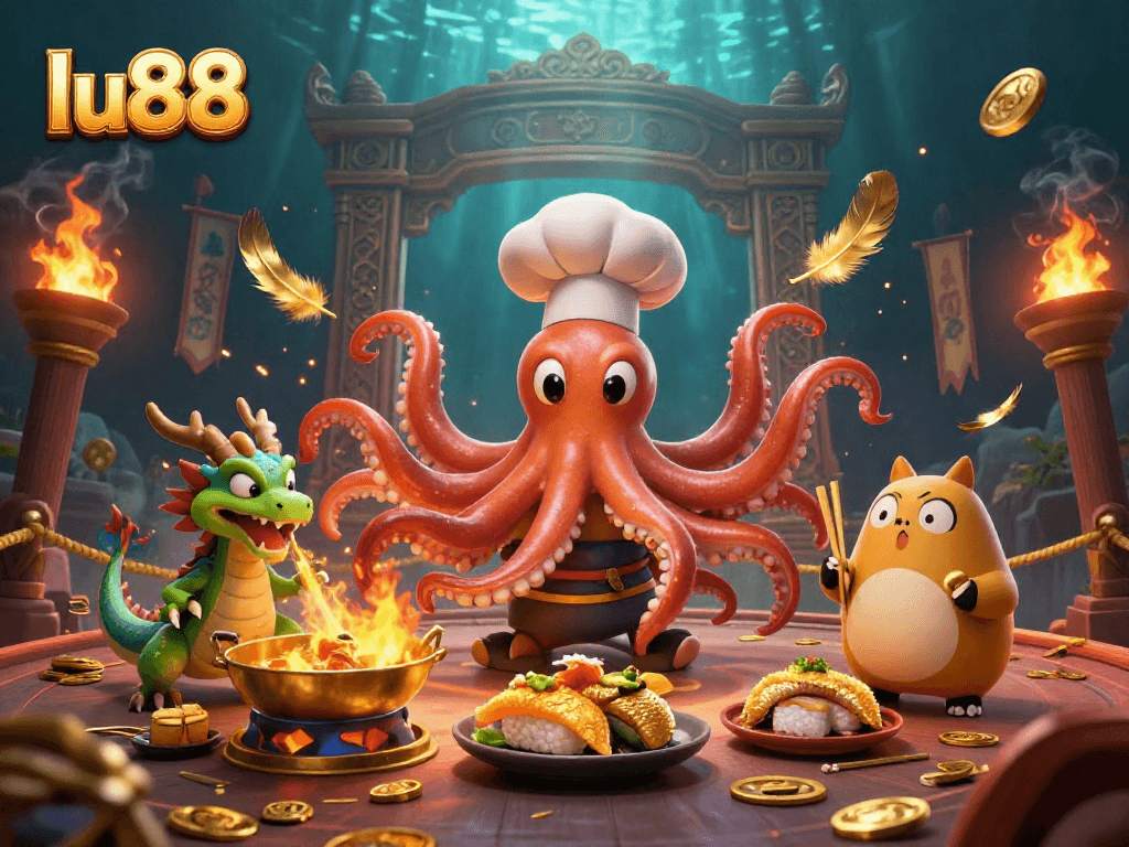 Experience thrilling wins at lu88 with a dynamic 3D casino scene of fun characters and vibrant elements.