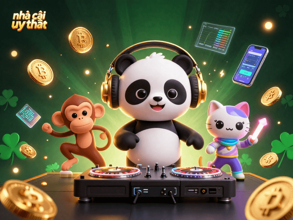 Engage with a vibrant 3D scene showcasing nhà cái uy tín and unique gambling elements.