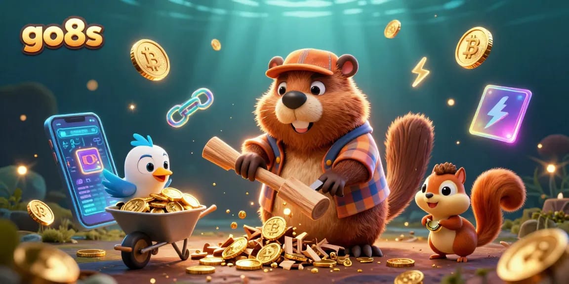 Experience big wins with go8s in this vibrant casino scene filled with golden coins and cryptocurrencies.