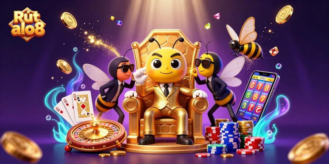 Experience Rút tiền alo8 with a vibrant 3D casino illustration showcasing thrilling game elements.
