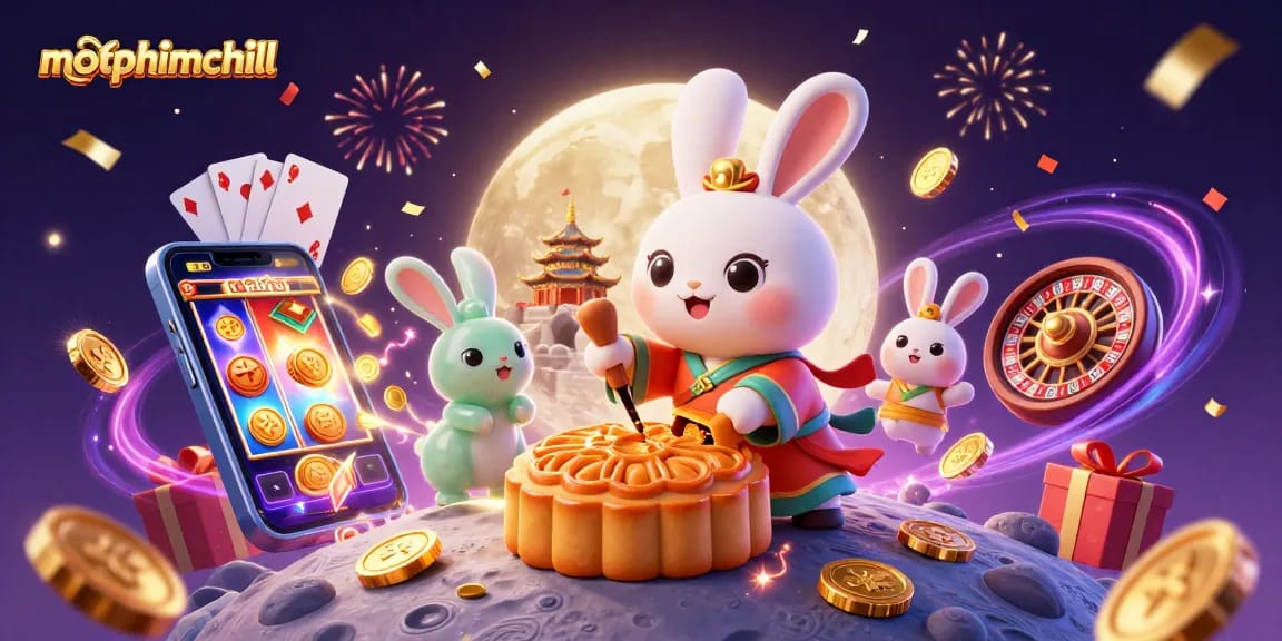 Experience the excitement of motphimchill with a lively casino scene featuring slot games and cheerful characters.