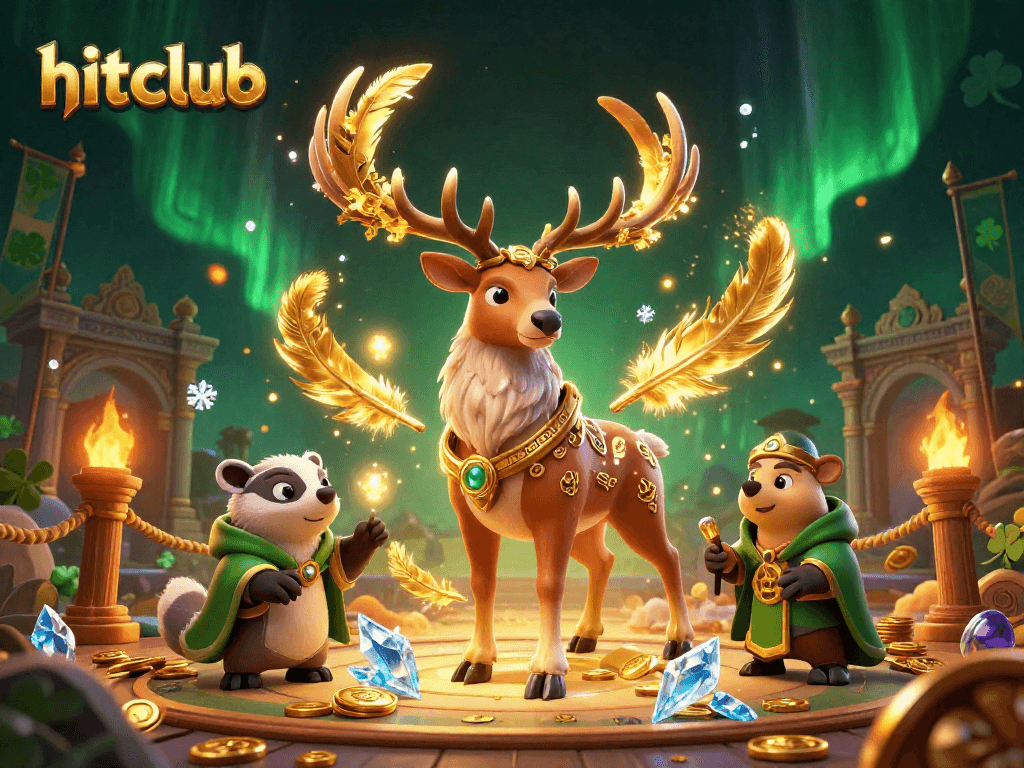 Engage with hitclub gaming in a vibrant 3D scene featuring magical creatures in a casino setting.