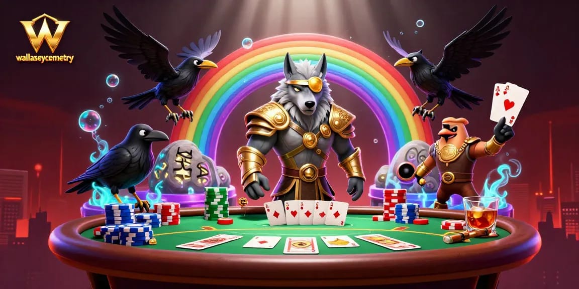 Experience wallaseycemetery with Odin and ravens in a vibrant casino scene, celebrating dynamic gameplay.