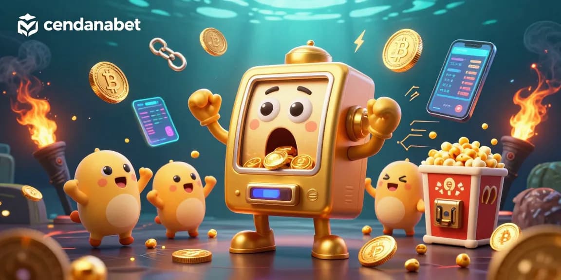 Spin and win big at cendanabet with a lively golden slot machine scene full of excitement.