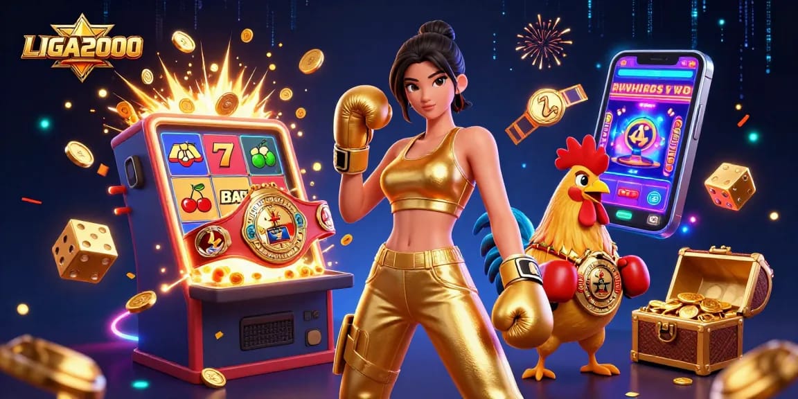LIGA2000 menampilkan aksi slot online yang mendebarkan dengan grafik yang vibrant dan simbol kemenangan.
