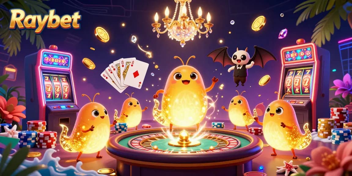 Experience thrilling wins at Raybet's animated casino featuring glowing glowworms and vibrant game elements