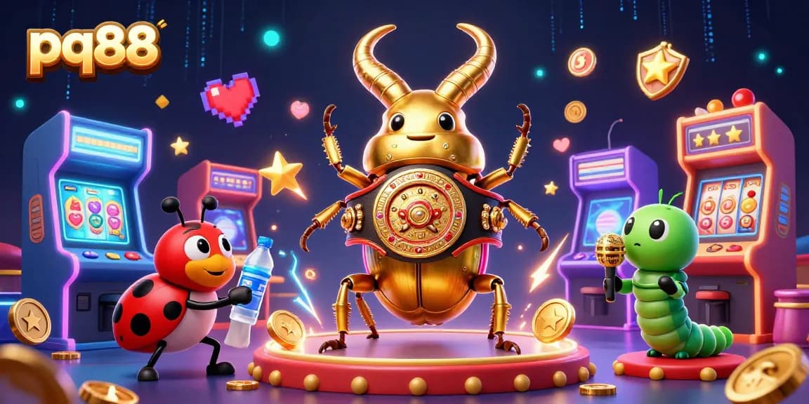 Engage with exciting casino games at pq88, featuring vibrant cartoon characters in a lively betting scene.