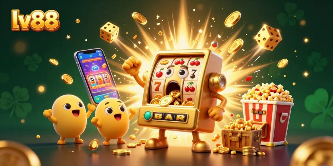 Experience the excitement of lv88 with thrilling slot machines, jackpots pouring coins, and lively animations!