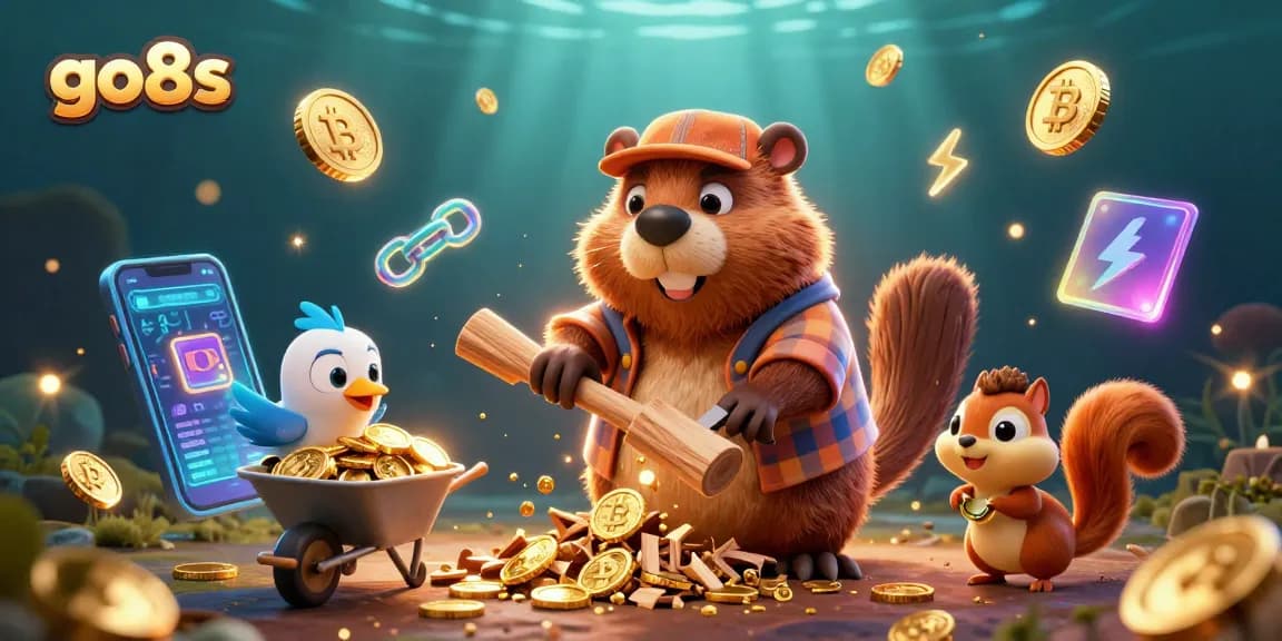 Experience big wins with go8s in this vibrant casino scene filled with golden coins and cryptocurrencies.