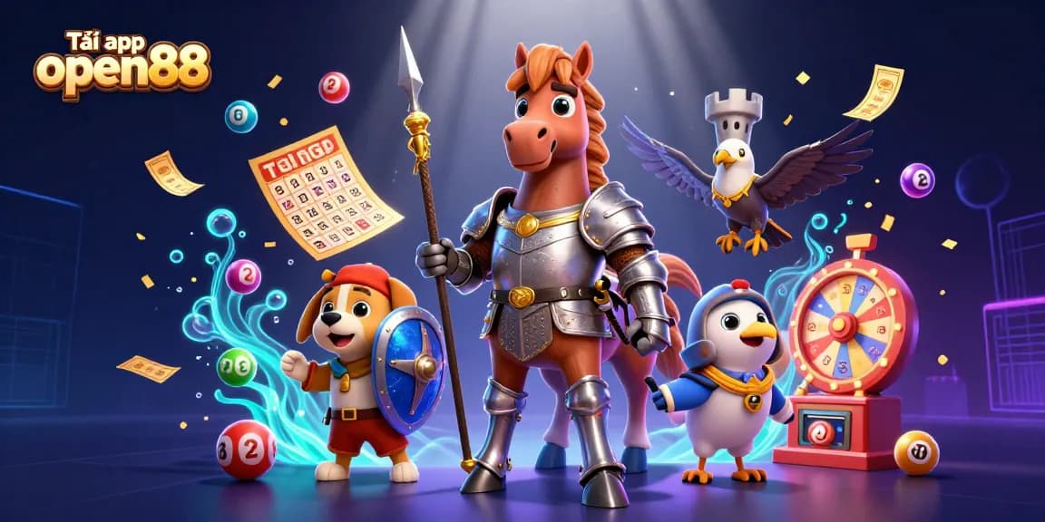 Engage in fun with Tải app open88 as colorful lottery balls bounce around an epic casino scene!