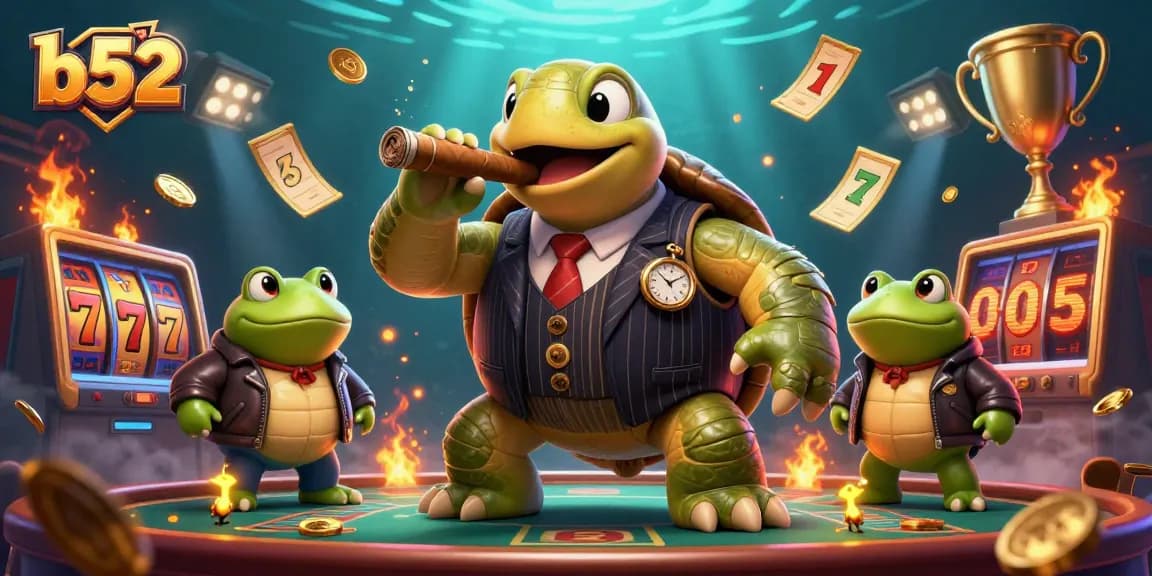 Bettors enjoy the thrilling atmosphere at B52 casino, featuring lively characters and dynamic slot elements.