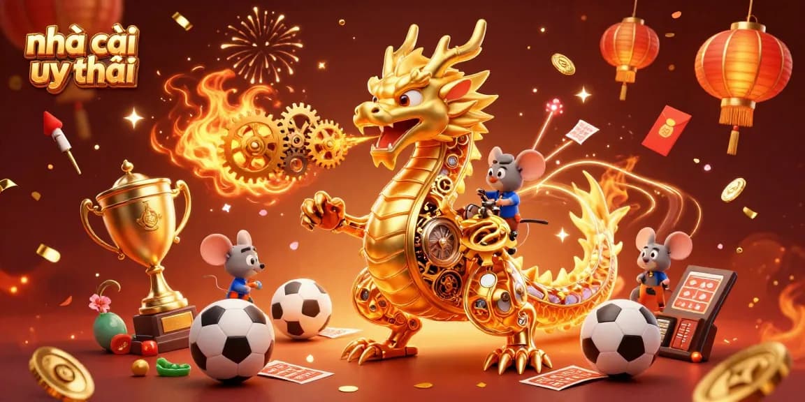 Experience thrilling sports betting action with nhà cái uy tín illustrated in a vibrant 3D scene.
