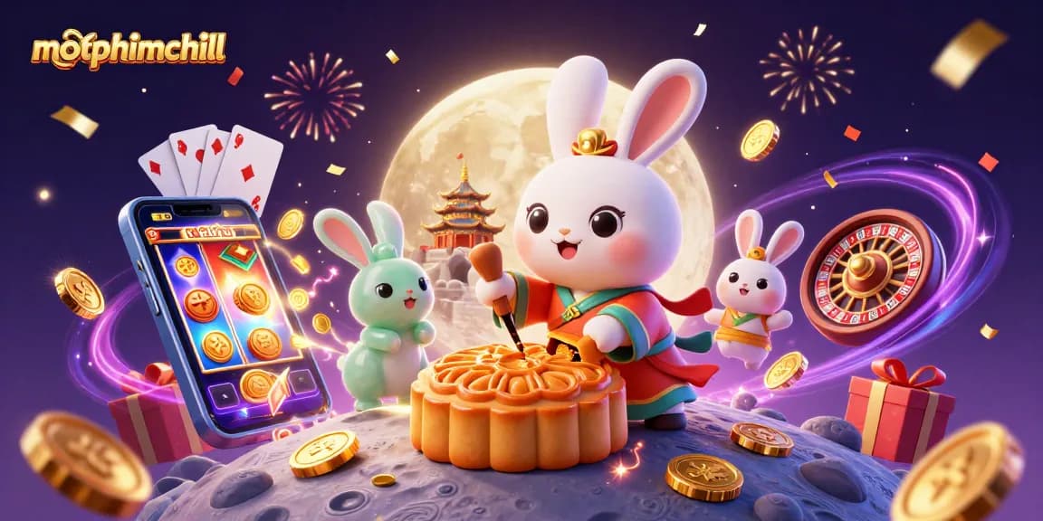 Experience the excitement of motphimchill with a lively casino scene featuring slot games and cheerful characters.