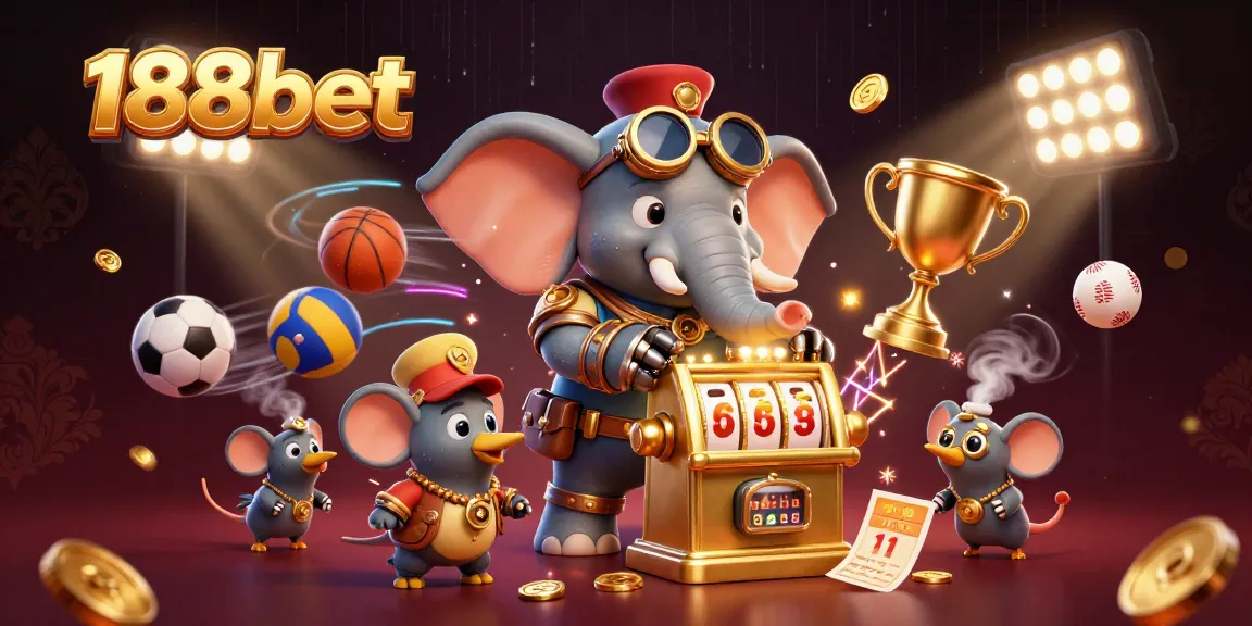 Experience excitement at 188bet with a lively slot machine scene featuring sports elements and engaging characters.