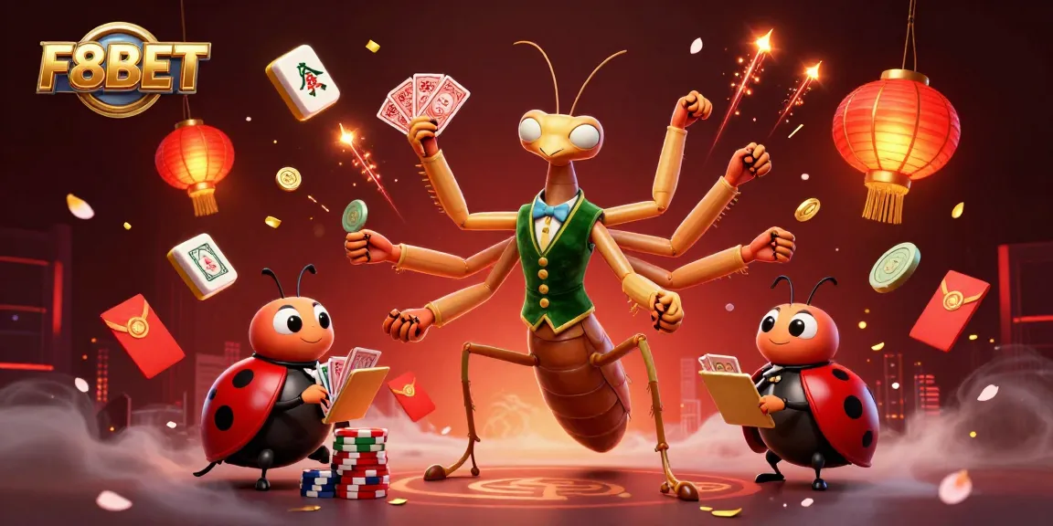 Experience the thrill of F8BET with vibrant casino action and engaging characters in a dynamic illustration.