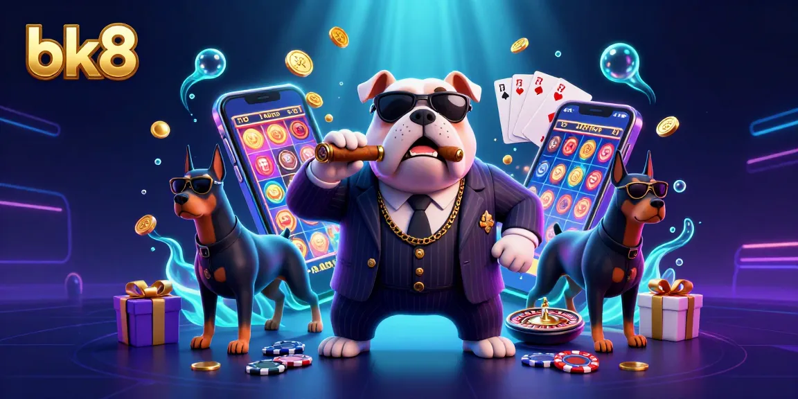 Experience thrilling gaming with bk8's vibrant casino characters and slot games in a captivating scene.
