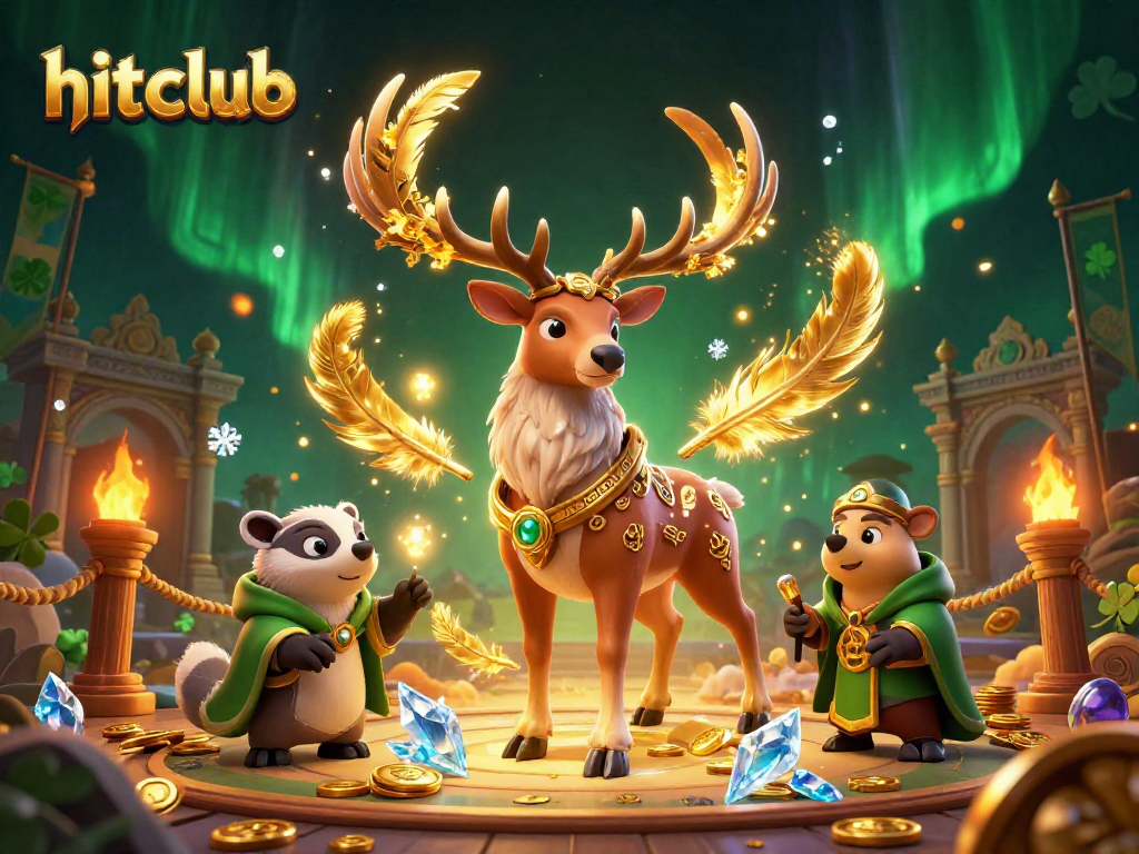 Engage with hitclub gaming in a vibrant 3D scene featuring magical creatures in a casino setting.