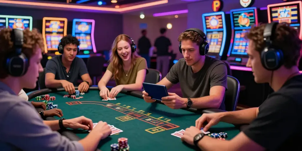 Engaged players at 9bet.com enjoying a modern casino gaming experience.