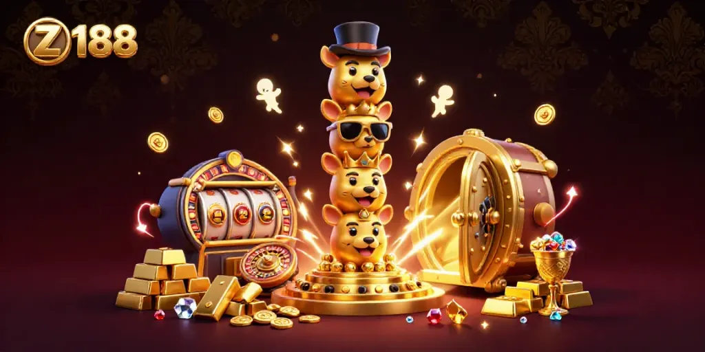 Experience thrilling gameplay at Z 188 with golden totem and vibrant casino elements.