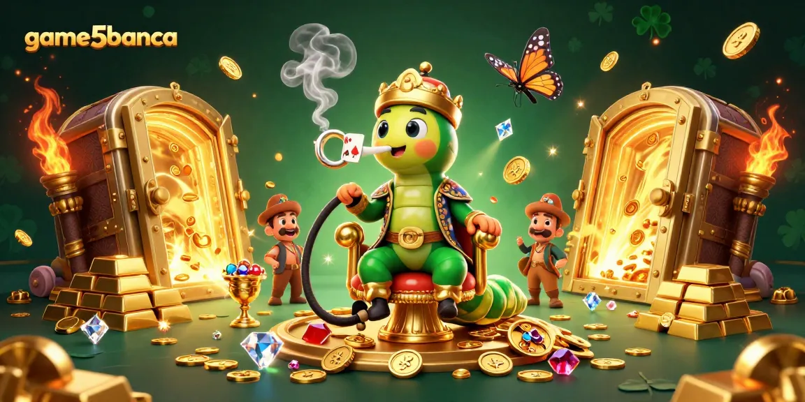 Experience game5banca’s captivating scene with a hookah-master and vibrant casino elements.