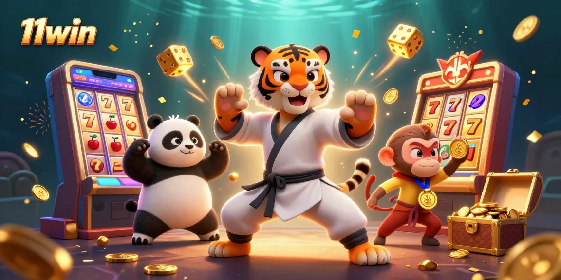 Experience jackpot excitement with 11win in a vibrant 3D casino scene.