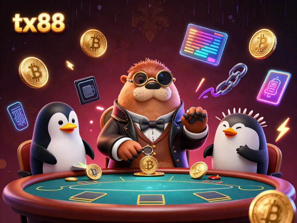 Play poker at the underwater tx 88 casino with vibrant characters and crypto elements