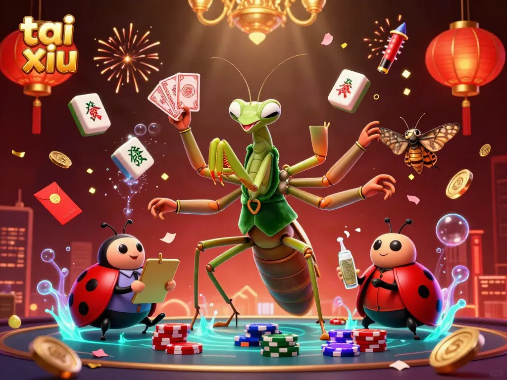 Experience the excitement of tai xiu with dynamic characters and vibrant casino elements.