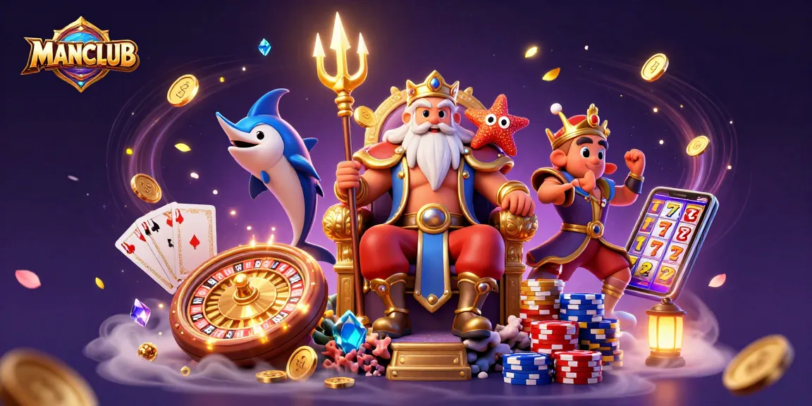 Engage with MANCLUB's vibrant casino scene featuring Neptune and rich gaming elements.