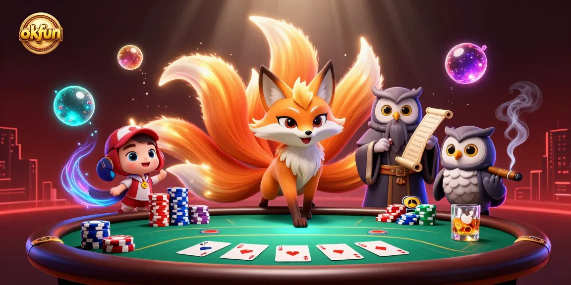 Engage in thrilling poker hands at okfun's vibrant online casino with a mystical setting.