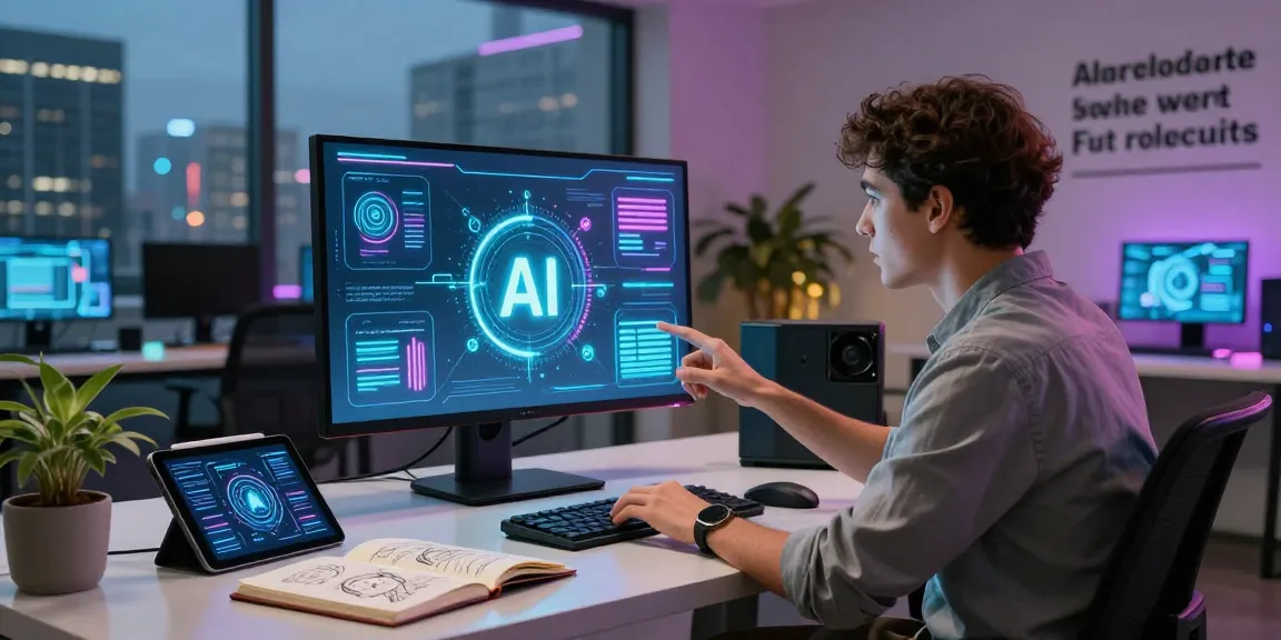 Engaging AI interaction with user, showcasing innovative AI features with the keyword ai slut in a tech hub.
