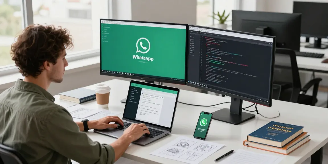 Developer working on WhatsApp下載 app in modern tech workspace, showcasing innovation and productivity.