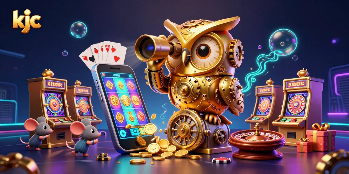 KJC effortlessly draws gamblers in with vibrant casino action featuring a clockwork owl and gaming elements.