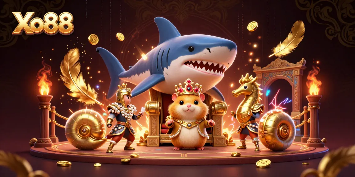 Xo88 offers exciting casino action with a golden hamster king and vibrant gaming elements.