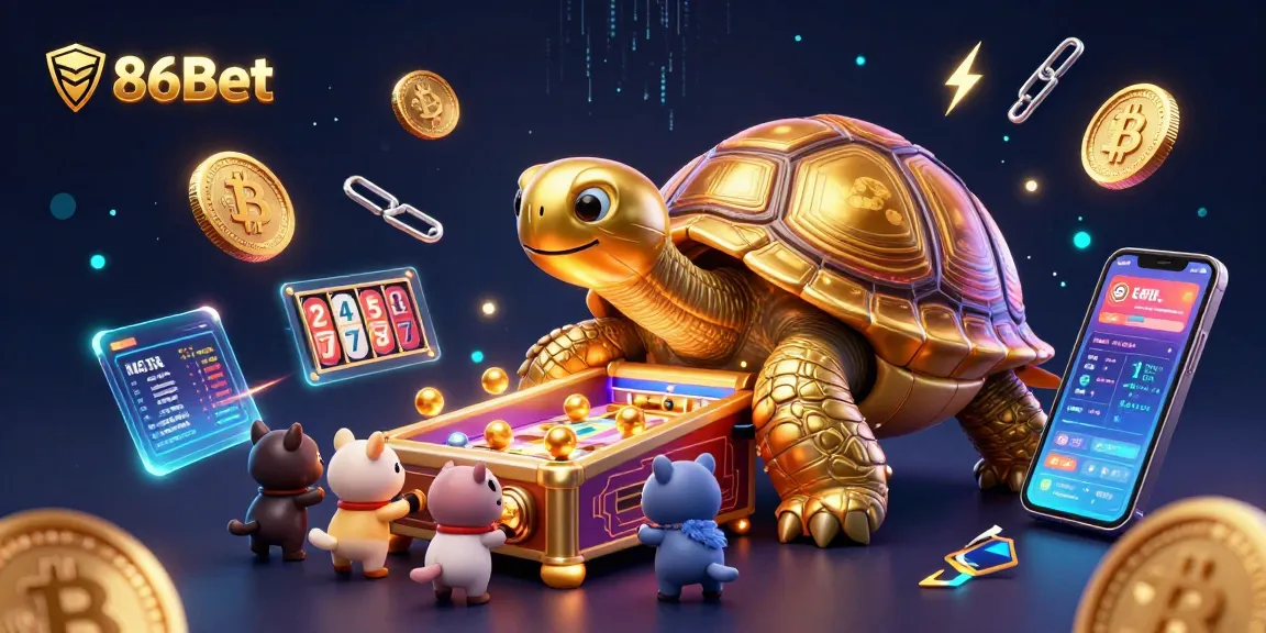 Experience the thrilling world of 86Bet with a vibrant casino illustration packed with dynamic gaming elements.