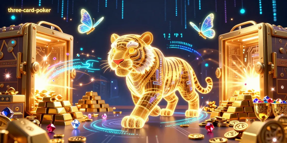 Experience thrilling three-card-poker action in a dazzling digital casino landscape.