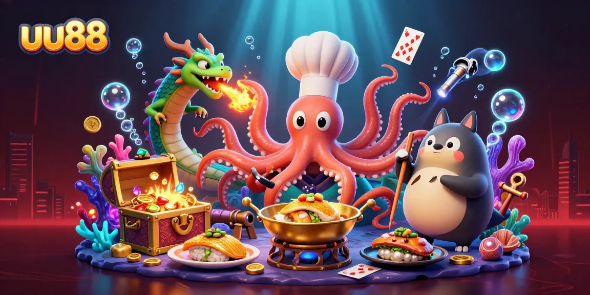 uu88 players engage in thrilling underwater adventures with vibrant casino elements.