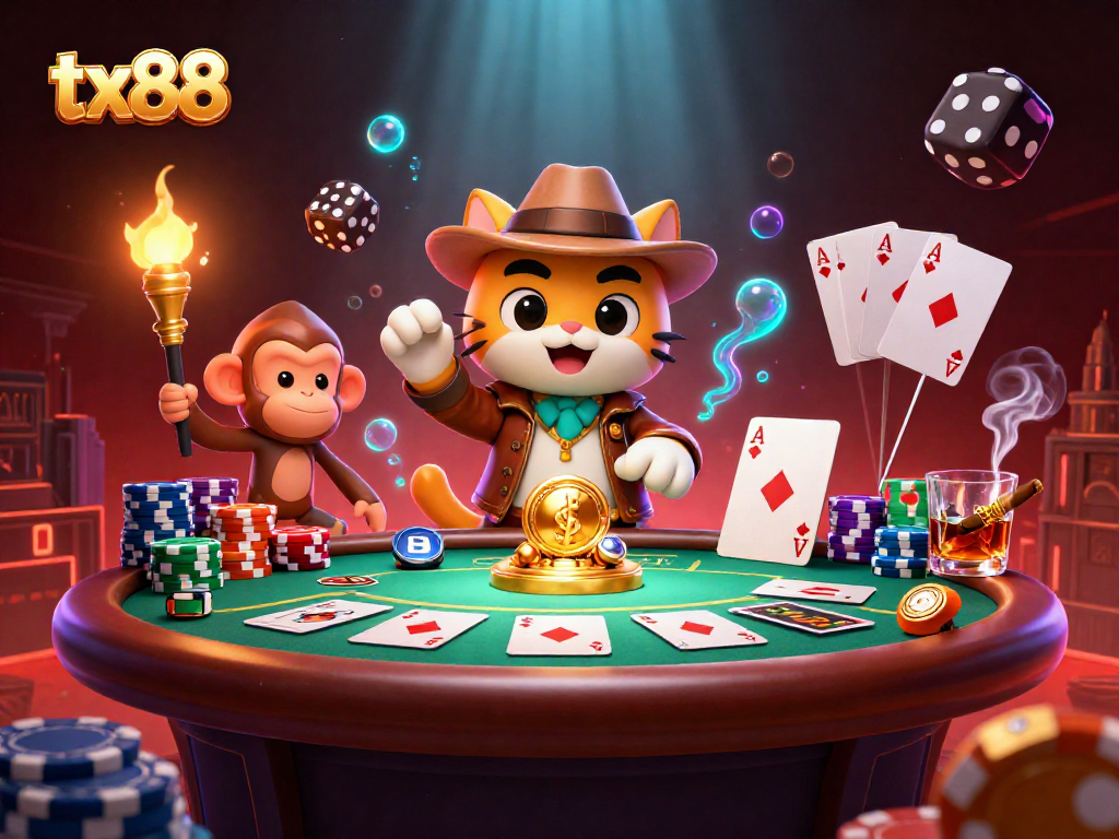 Experience thrilling casino action with tx88 as an archaeologist cat uncovers golden treasures.