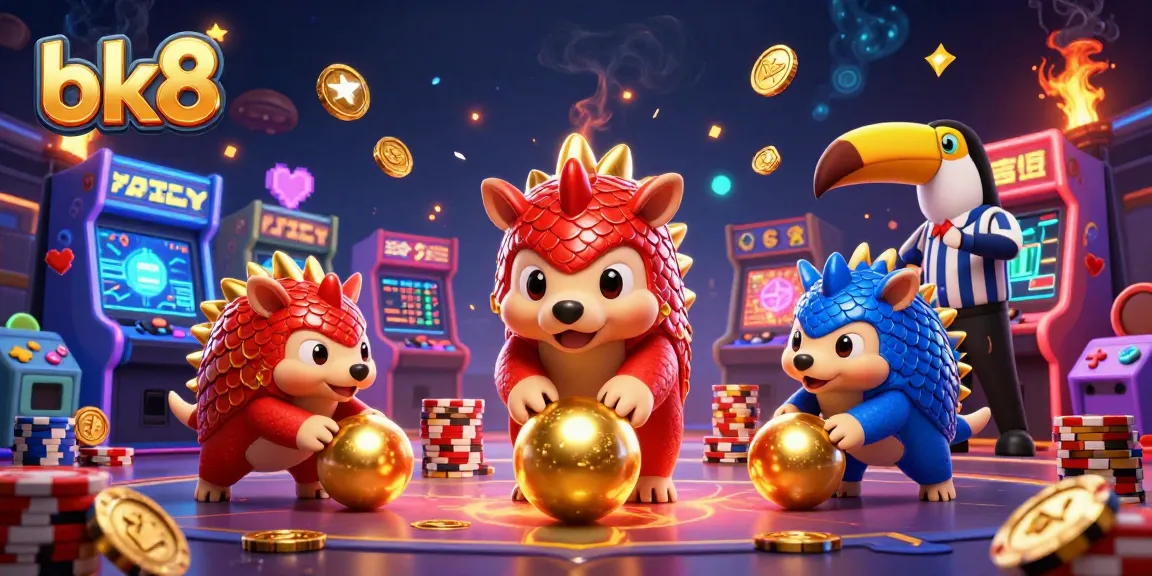 Experience adventure at bk8 as pangolins bowl through poker chips in a vibrant casino!