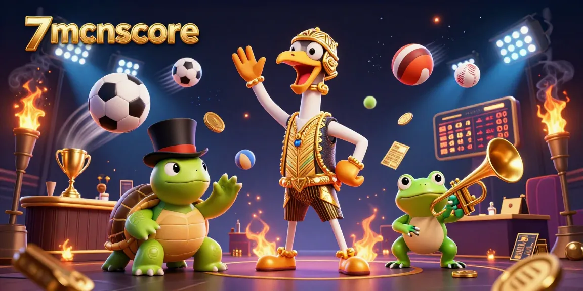 Engage in thrilling betting action with 7mcnscore's vibrant casino-themed illustration.
