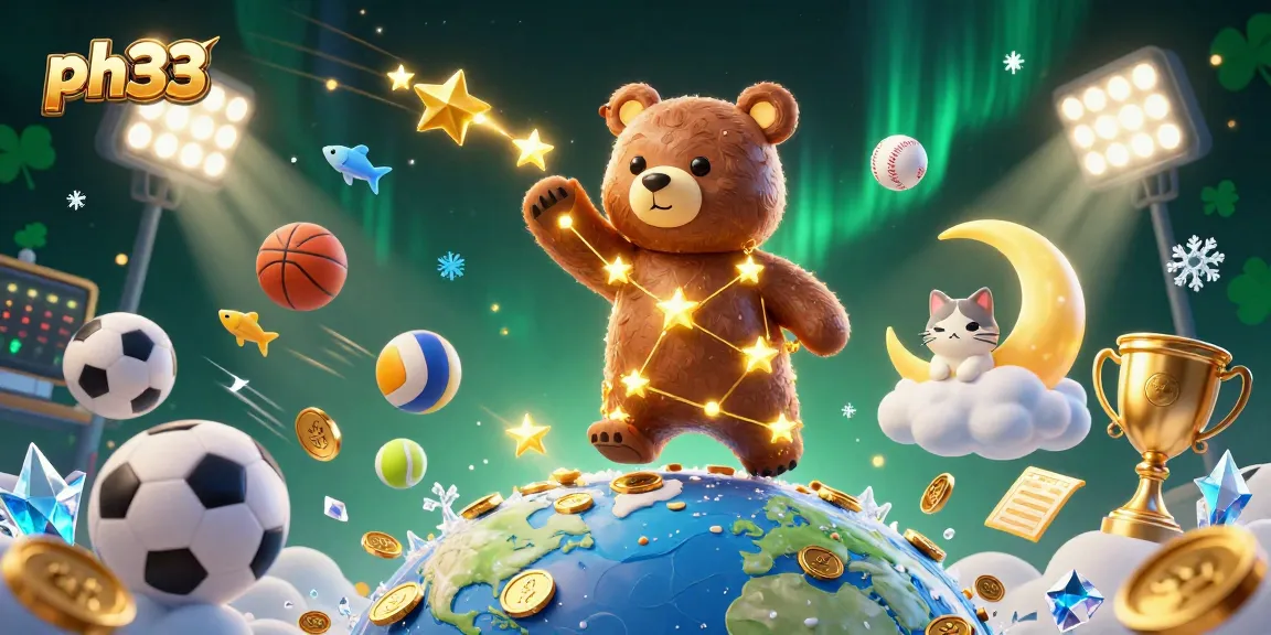 Win big at ph33 with this lively 3D casino scene featuring dynamic sports elements and enchanting characters.