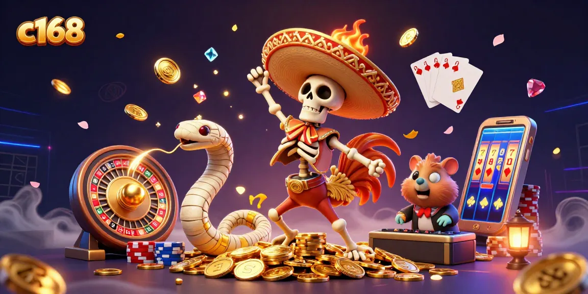 Experience the thrilling c168 casino scene with vibrant characters and gambling action.