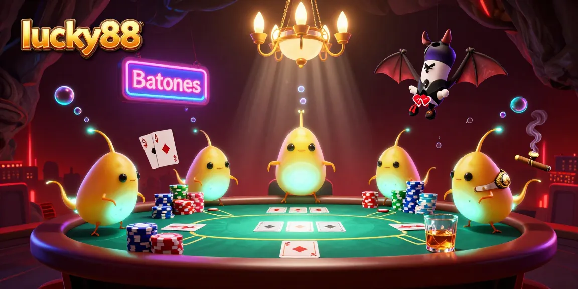 Engage with lucky88 as glowworms illuminate a cave casino, showcasing vibrant poker action.
